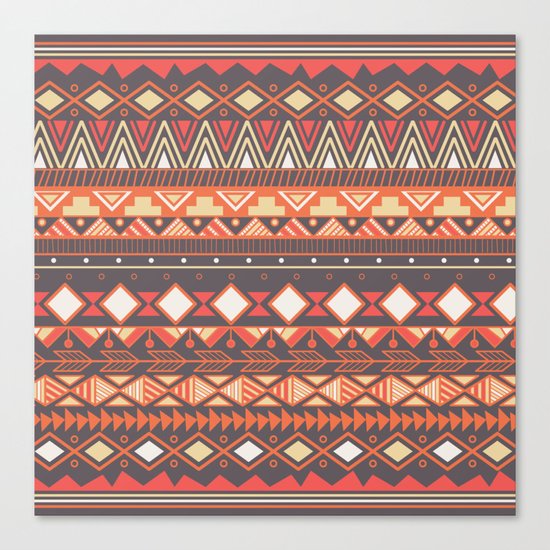 Aztec tribal pattern in stripes, vector illustration Canvas Print