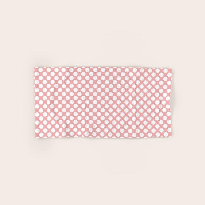Large White Spots on Blush Pink Hand & Bath Towel by Honor and obey