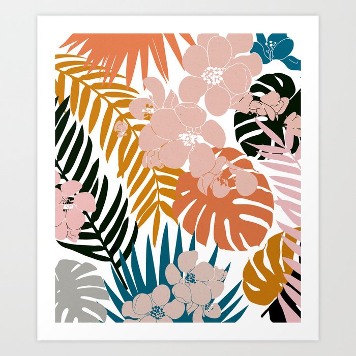 Palms & Bloom Art Print by 83 Oranges Modern Bohemian Prints | Society6