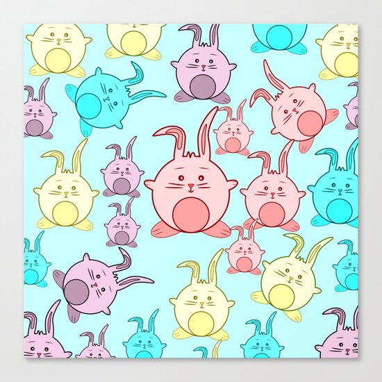 Colorful Easter bunnies Canvas Print