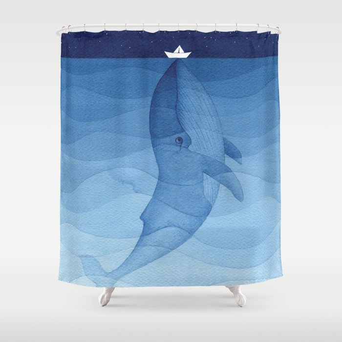 Whale blue ocean Shower Curtain