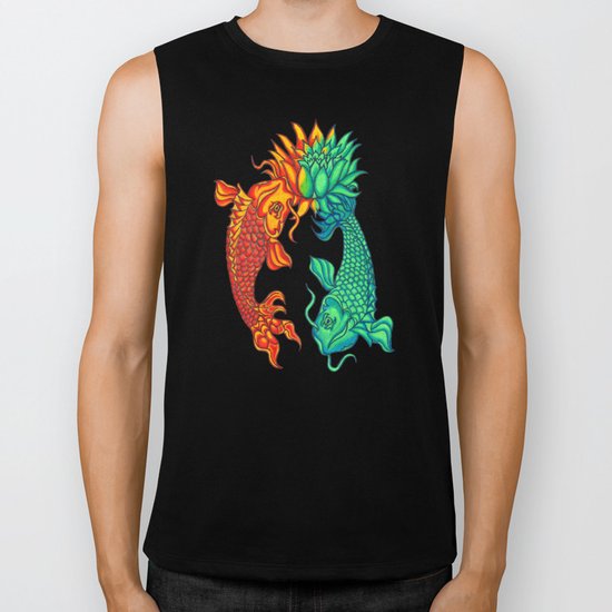 Koi Fish Lotus Biker Tank
