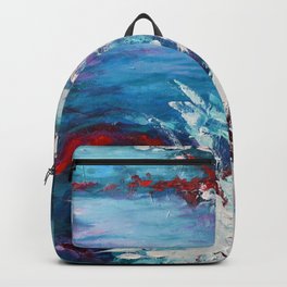 Emergence, abstract artwork, blue and white Backpack