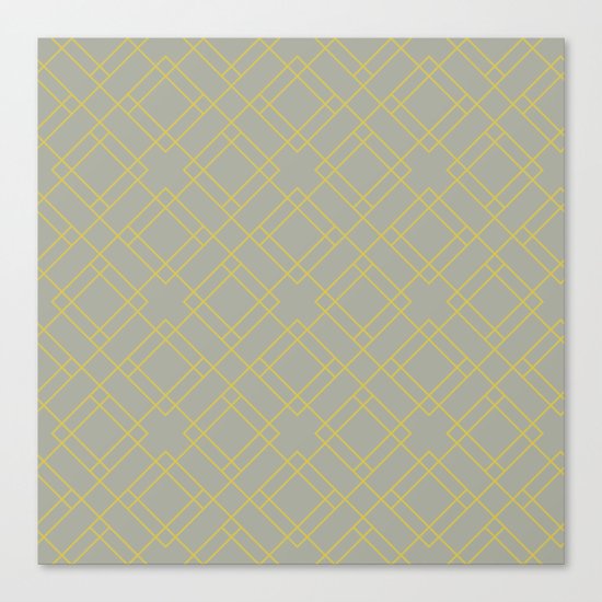 Simply Mod Diamond Mod Yellow on Retro Gray Canvas Print
