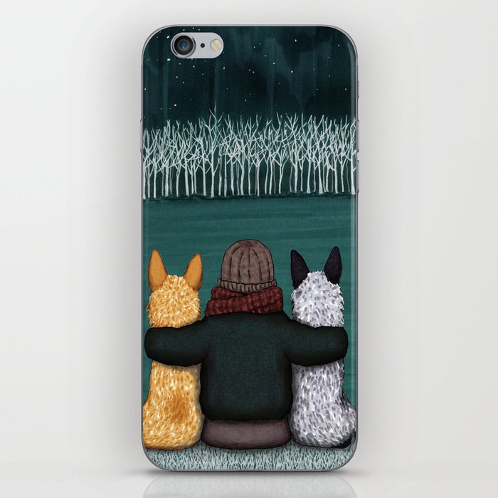 Night Overlook with Cattle Dog friends (Artwork by AK) iPhone Skin