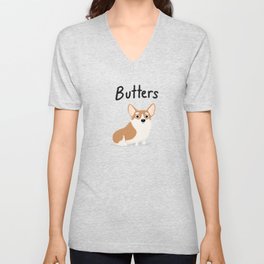 Cute Custom Dog Artwork "Butters" Unisex V-Neck