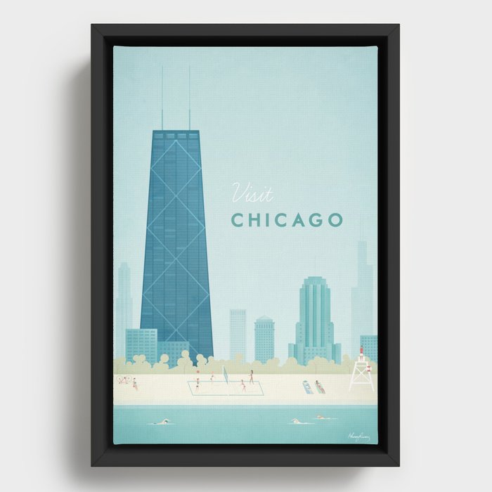  Vintage Chicago Travel Poster Framed Canvas