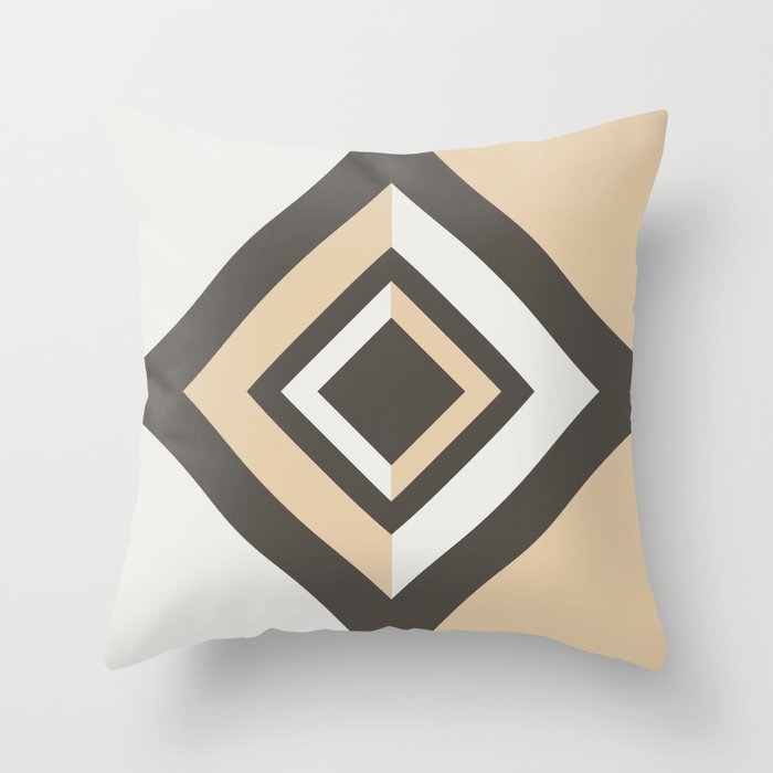 Brown Tan White Geometric Shape Diamond 2021 Color of the Year Urbane Bronze and Accent Shades Throw Pillow