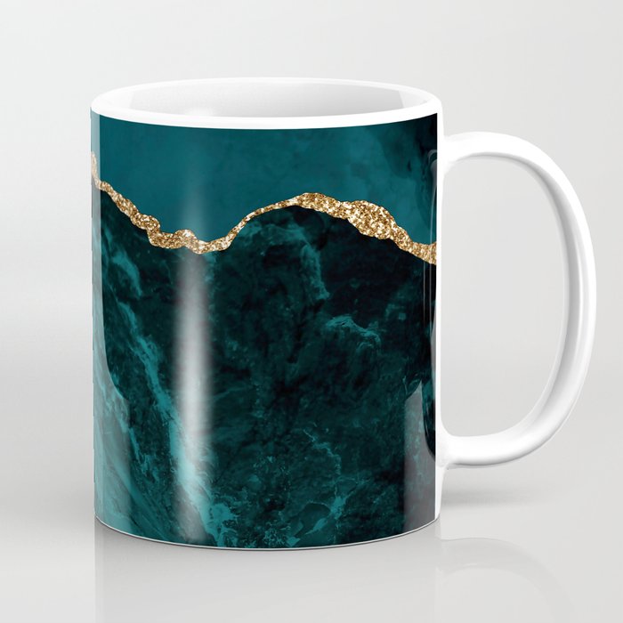 Teal Blue Emerald Marble Landscapes Coffee Mug