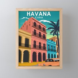 Havana Cuba Vintage Minimal Travel Poster Framed Mini Art Print