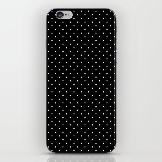 White polka dots on black iPhone Skin
