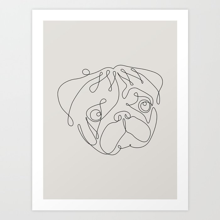 One Line Pug Art Print