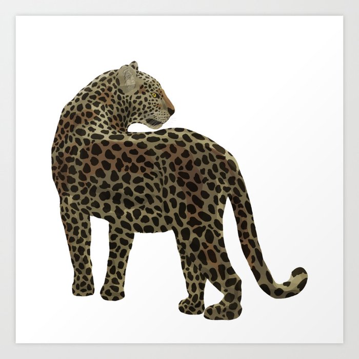  digital painting of a leopard in shades of brown Art Print