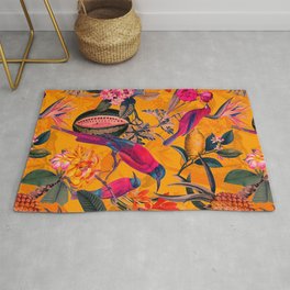Vintage And Shabby Chic - Colorful Summer Botanical Jungle Garden Rug