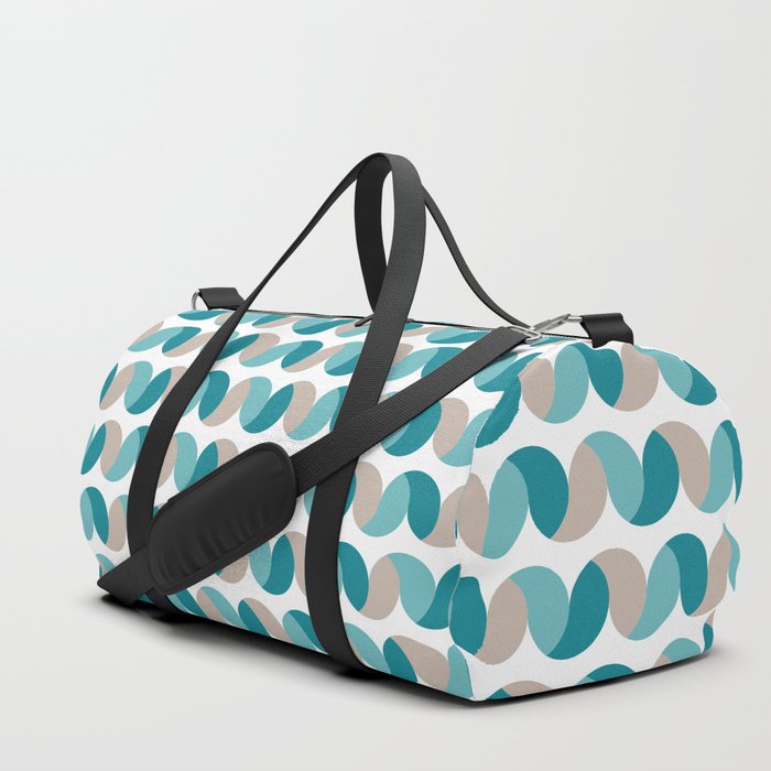 Abstract geometric waves teal & cream Duffle Bag