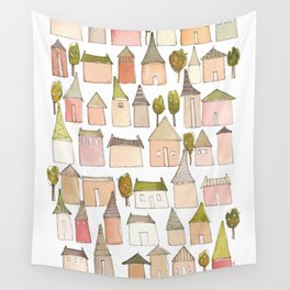 Pink Sand Houses Wall Tapestry