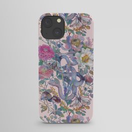Pink Floral Garden Snake iPhone Case