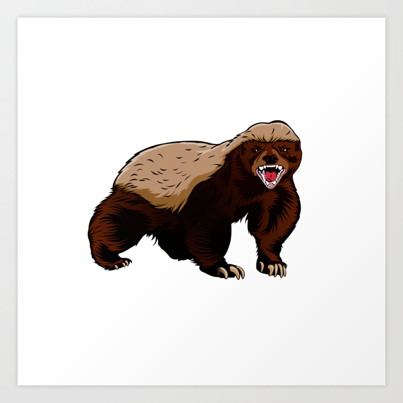 Honey Badger Illustration Art Print By Marios Society6