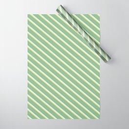 [ Thumbnail: Dark Sea Green, Light Cyan & Tan Colored Lines/Stripes Pattern Wrapping Paper ]