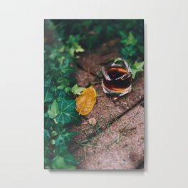 Coffee Sip in the Garden - Art Print Metal Print | Pattern, Macro, Color, Rock, Nature, Vibe, Plant, Brick, Digital, Yellow 