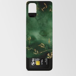 Winter Gold Flowers On Emerald Marble Texture Android Card Case