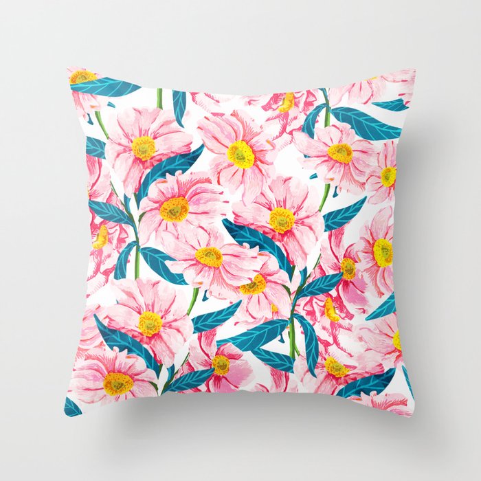 Pink Floral || Throw Pillow