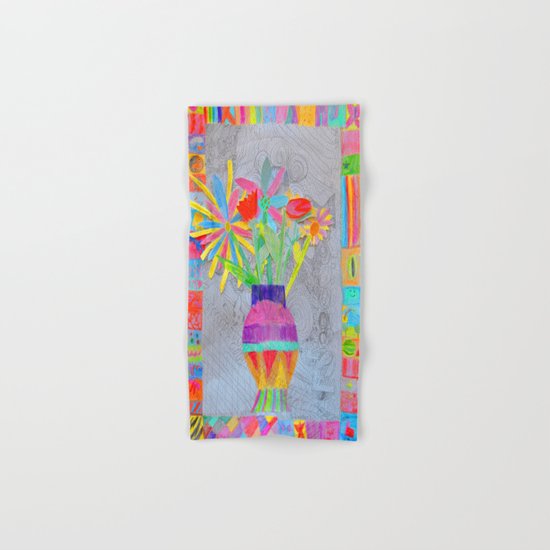 Flower Vase | Kids Painting | 3D Collage Hand & Bath Towel