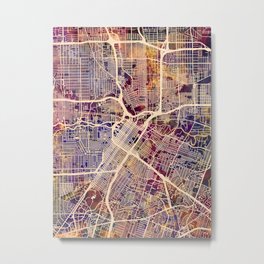 Houston Texas City Street Map Metal Print | Michaeltompsett, Watercolor, Texas, Houstoncitymap, Citymap, Houstonposter, Houstonprint, Houston, Watercolour, Watercolourmap 