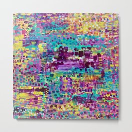 "A Bright New Future". Metal Print | Spring, Cityscape, Colorful, Summer, Acqua, Violet, Pattern, Purple, Urban, Abstract 