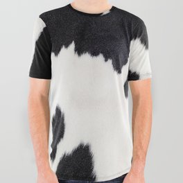 Black and white spotty cow faux fur All Over Graphic Tee