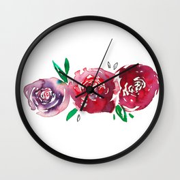 Three Red Christchurch Roses Wall Clock