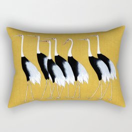 Flock of Japanese red crown crane by Ogata Korin Rectangular Pillow