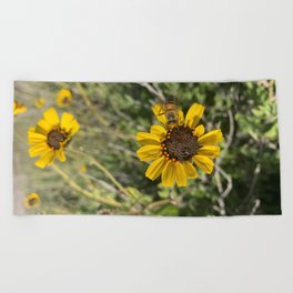 Yellow Floral Photography Beach Towel