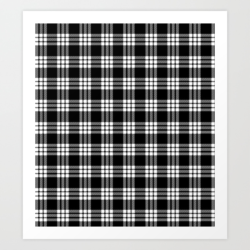 Macfarlane Black White Tartan Modern Art Print By Elliottdesignfactory Society6