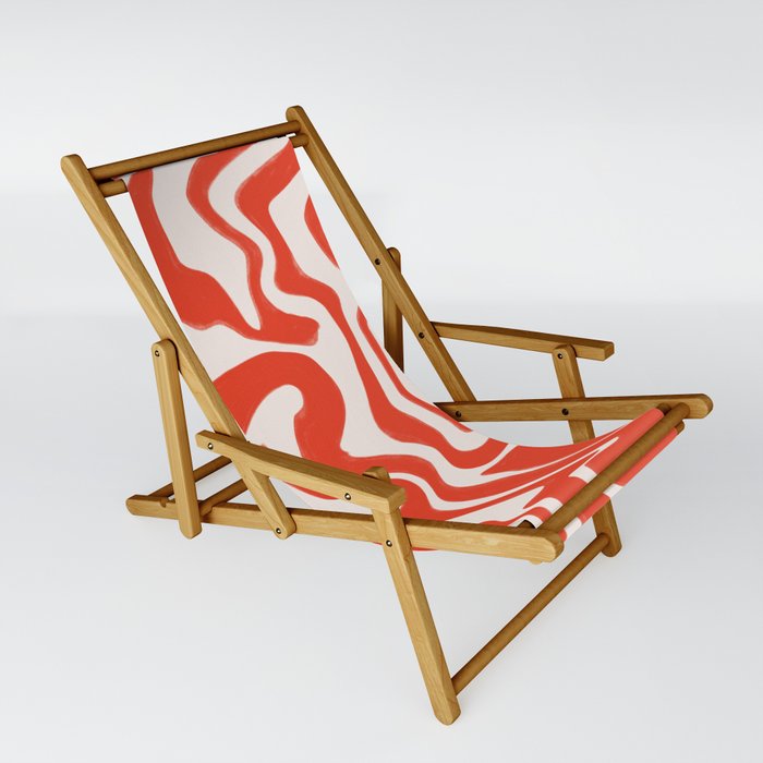 Red Liquid Swirl Lines Sling Chair