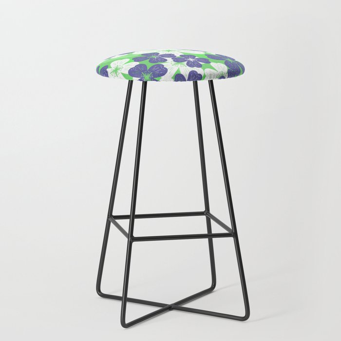 70’s Desert Flowers Periwinkle on Green Bar Stool