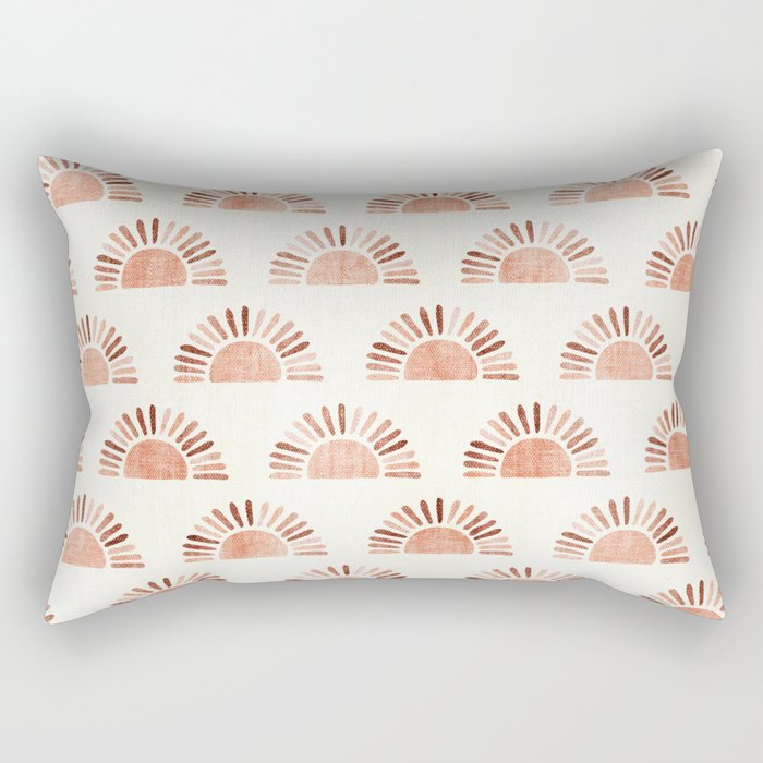 block print suns - multi colored terra cotta Rectangular Pillow