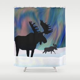 Northern Lights Moose Shower Curtain