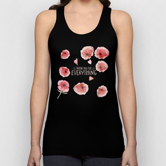 Thank you for everything- Vintage Flowers Roses floral Illustration Unisex Tank Top