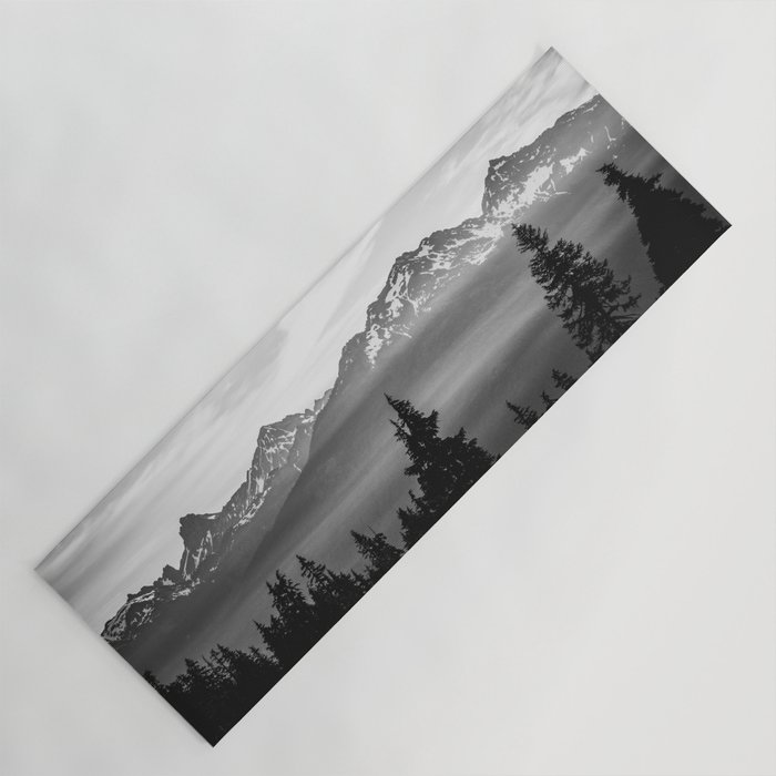 Morning in the Mountains Black and White Yoga Mat
