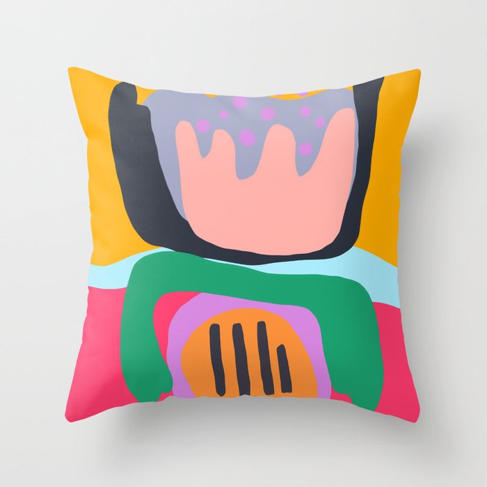 Shapes and Layers no.26 - Modern Abstract Flowers Throw Pillow