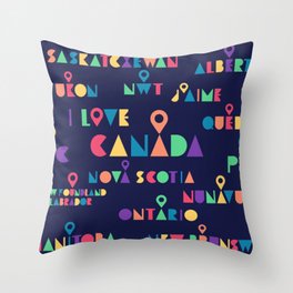 All 13 Canada Provinces and Territories with Maple Throw Pillow