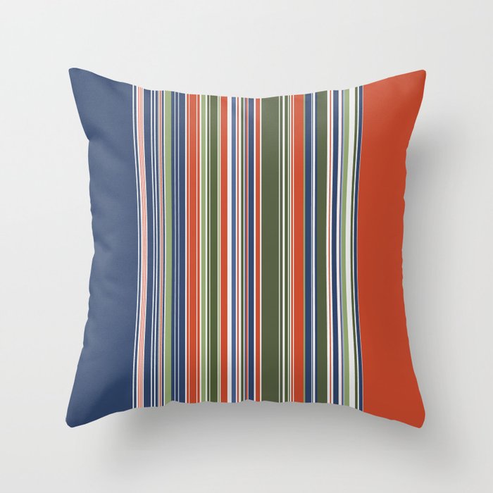 Blue Green Orange Stripes Throw Pillow