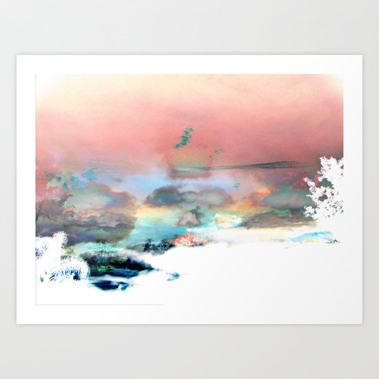 Clouds like Splattered Watercolor Art Print
