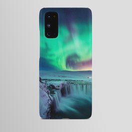 Aurora Borealis Over A Waterfall Android Case