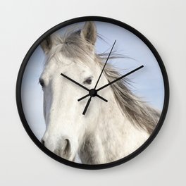 Whit Horse in Color Wall Clock