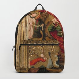 Master of Aiguatèbia - Saint John the Evangelist's Dream at Patmos (1450) Backpack