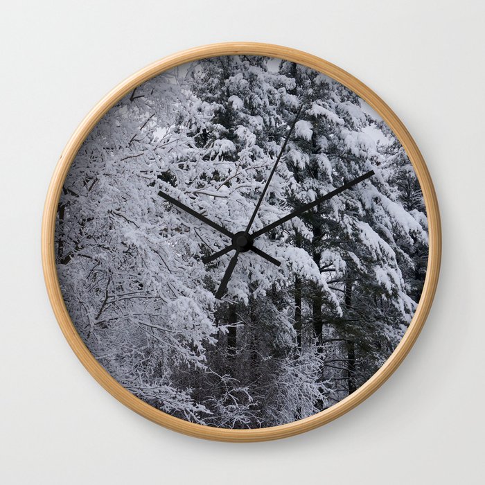 Snow Covered Pines Wall Clock