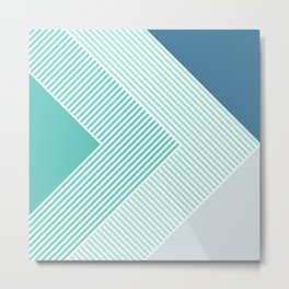 Teal Vibes - Geometric Triangle Stripes Metal Print