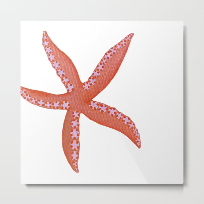 Orange Starfish ~ white background Metal Print